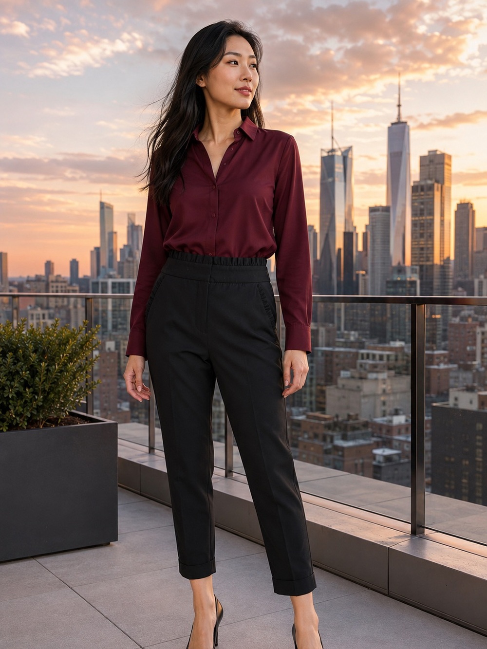 My Michelle Black Cropped Ankle Trousers